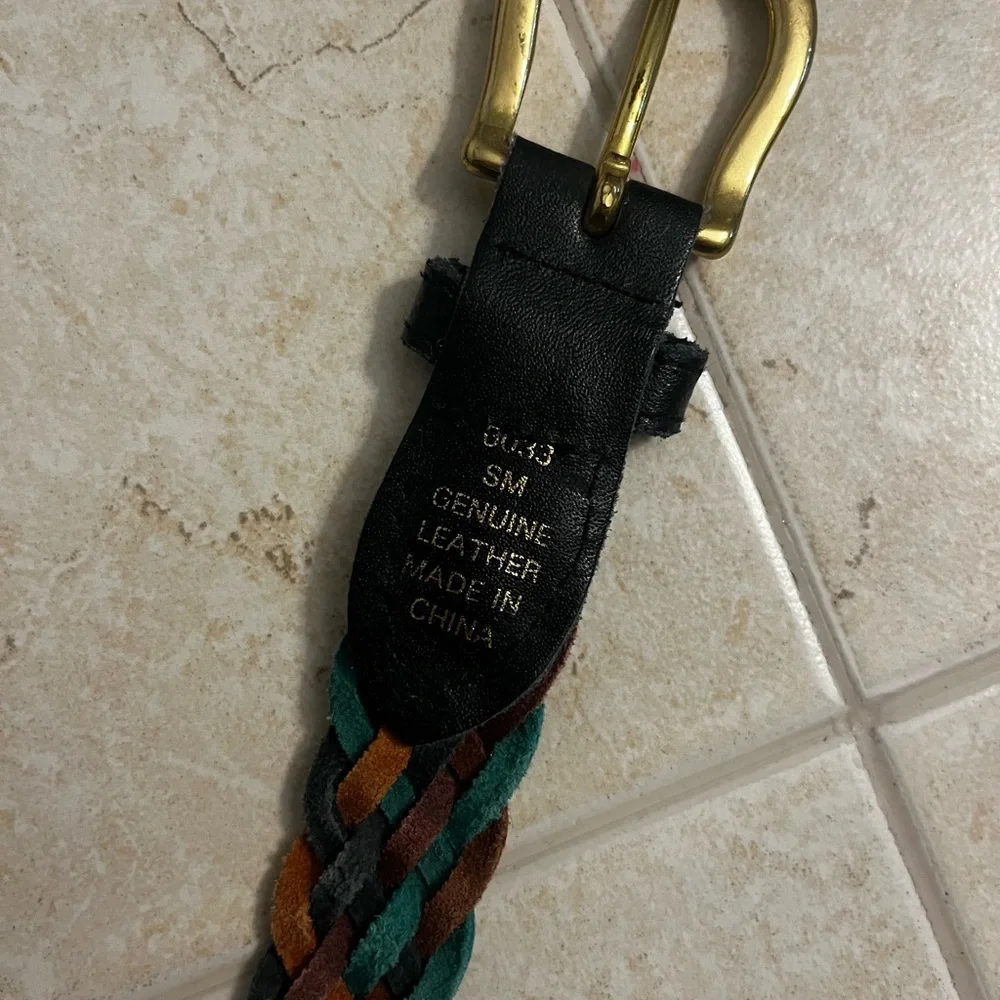 Braided Leather Belt with Gold Buckle
